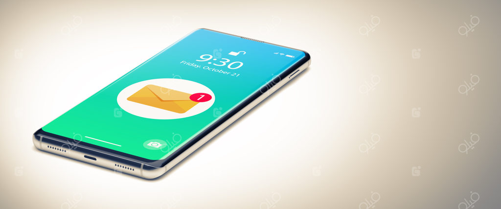 یک گوشی موبایل با اعلان ایمیل روی صفحه نمایش