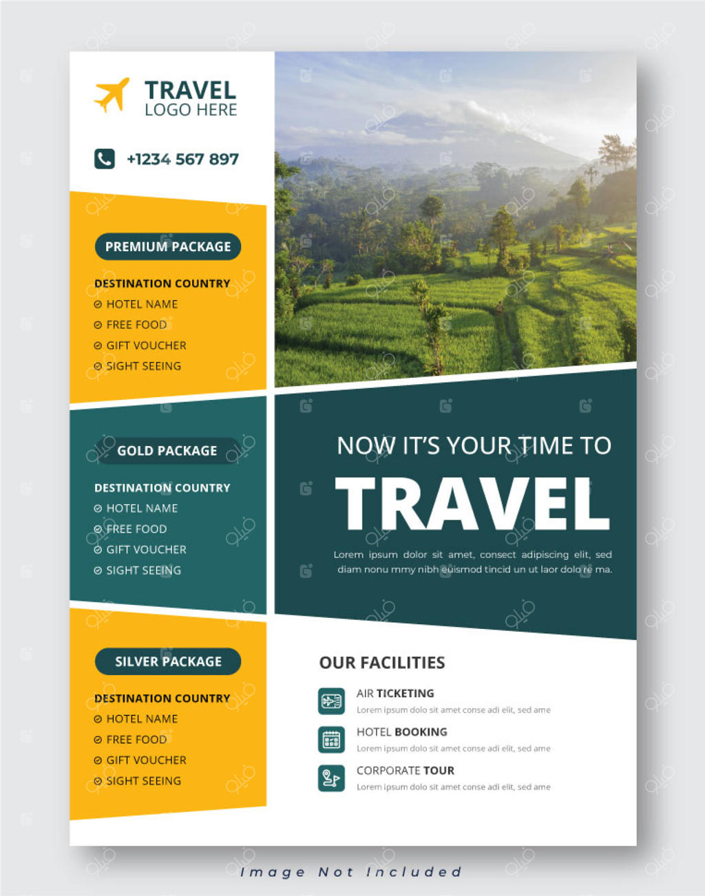 قالب تراکت آژانس مسافرتی، جهانگردی و کسب‌وکارهای تجاری