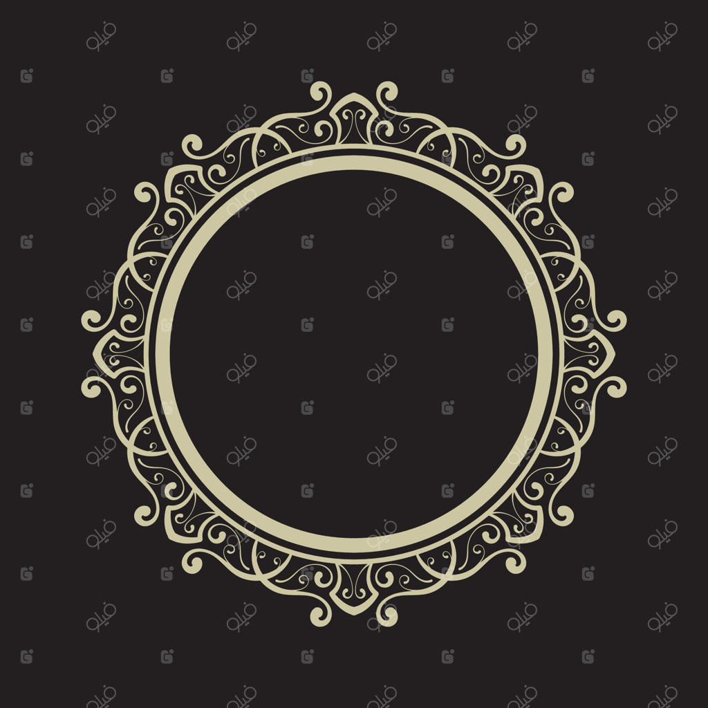 قاب گرد با طراحی تزئینی روی پس‌زمینه مشکی