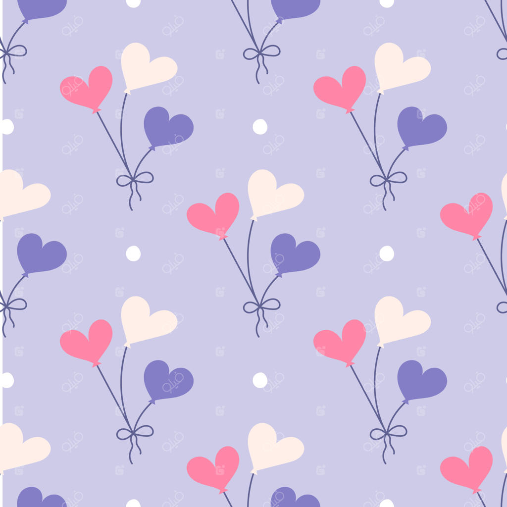 بادکنک‌های قلبی، پترن یکپارچه وکتوری به سبک مسطح