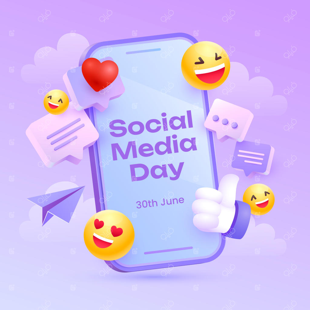 تصویرسازی روز رسانه‌های اجتماعی با گرادیانت رنگی