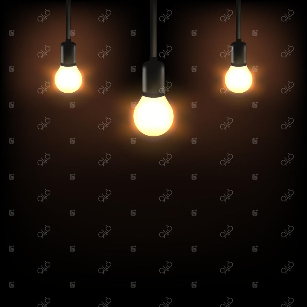 تصویرسازی وکتور لامپ روشن در تاریکی