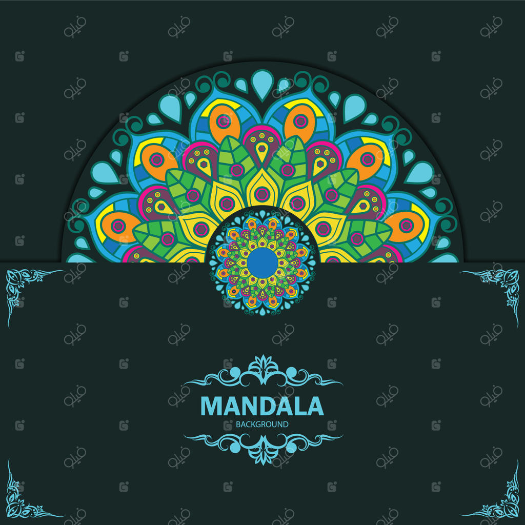 طرح زیبای ماندالا با اشکال گل و برگ