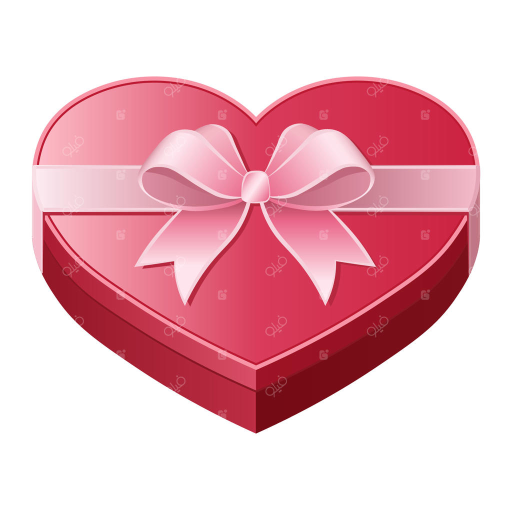 نماد جعبه هدیه قلب قرمز با روبان صورتی