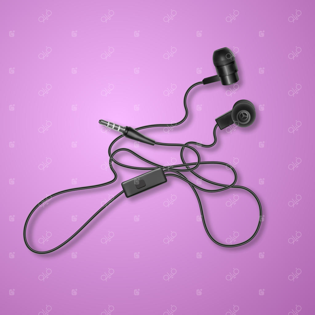 هدفون‌های مشکی واقعی روی پس‌زمینه‌ای رنگارنگ