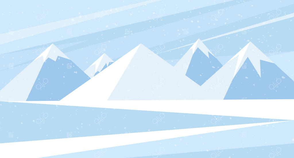 چشم‌انداز انتزاعی کوهستانی در زمستان با قله‌های برفی. پس‌زمینه مینیمالیستی زمستانی.