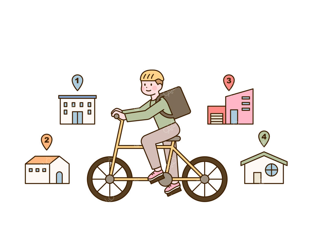 پیک موتوری در حال دوچرخه‌سواری با یک جعبه تحویل است