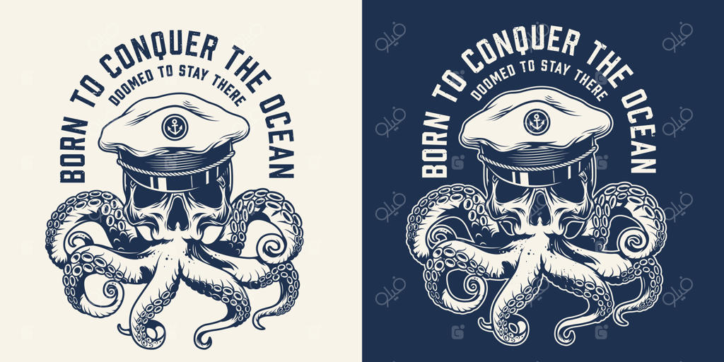 نشان قدیمی دریایی به سبک تک‌رنگ