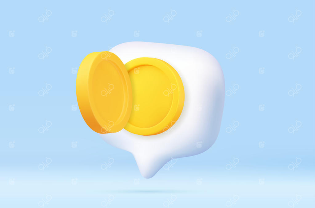 آیکون پیام دیجیتالی با نماد سکه طلایی وکتور حرفه‌ای