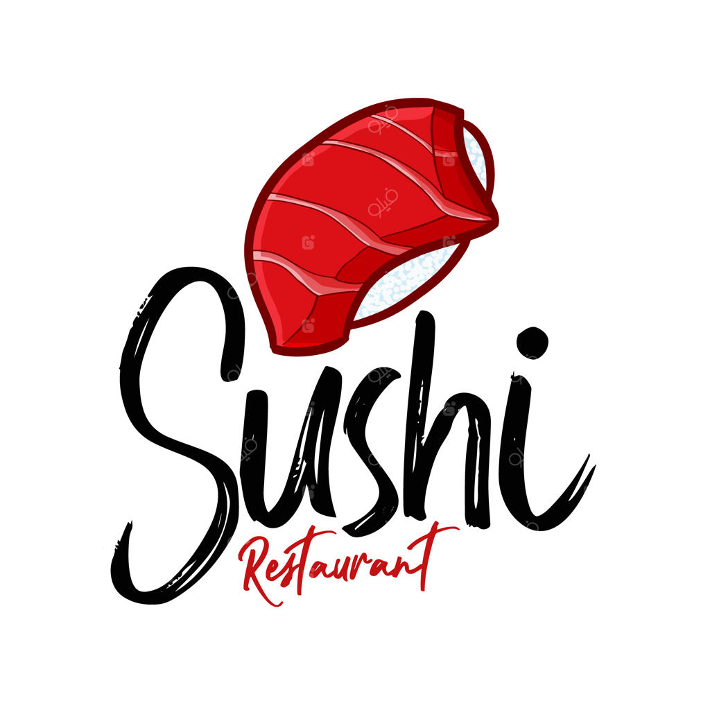 قالب لوگوی بامزه و خنده‌دار کاوایی برای رستوران، فروشگاه یا شرکت سوشی