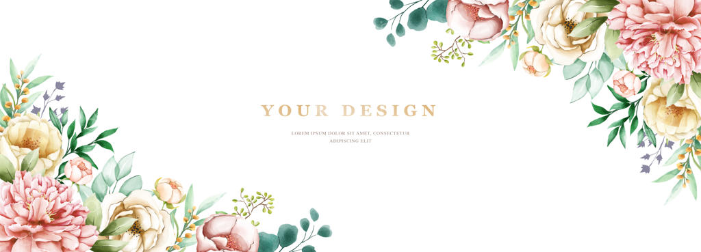 بنر گل‌آرایی با آبرنگ دستی