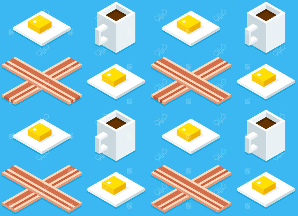 پترن صبحانه سه‌بعدی ایزومتریک