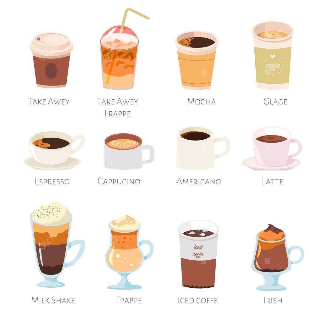 نوشیدنی‌های کافئین‌دار متنوع برای منوی کافه