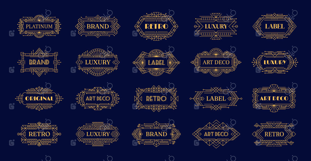 قاب‌های طلایی آرت دکو، حاشیه‌ها و برچسب‌های قدیمی