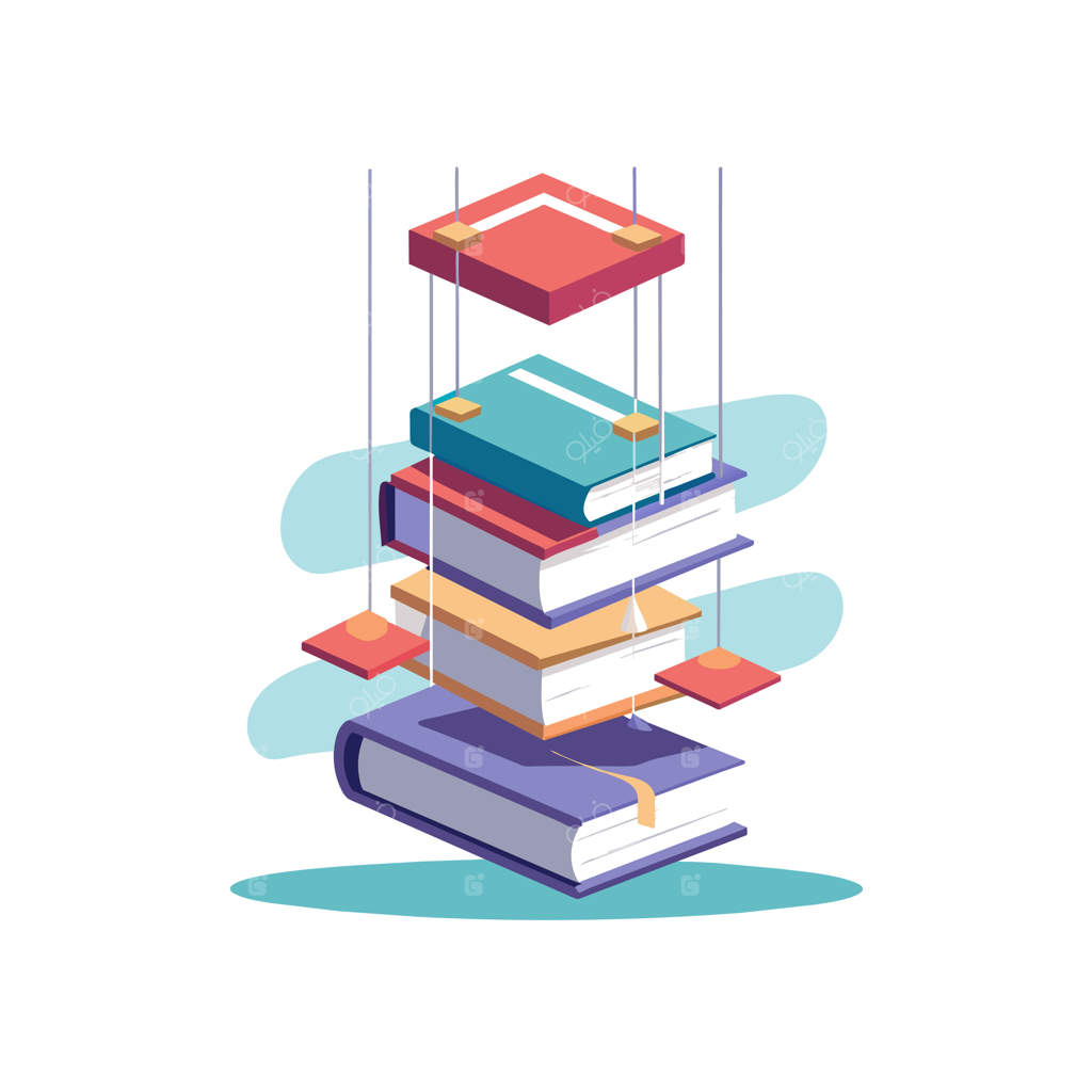 طرح مفهومی تصویرسازی کتاب‌ها روی هم قرارداده شده