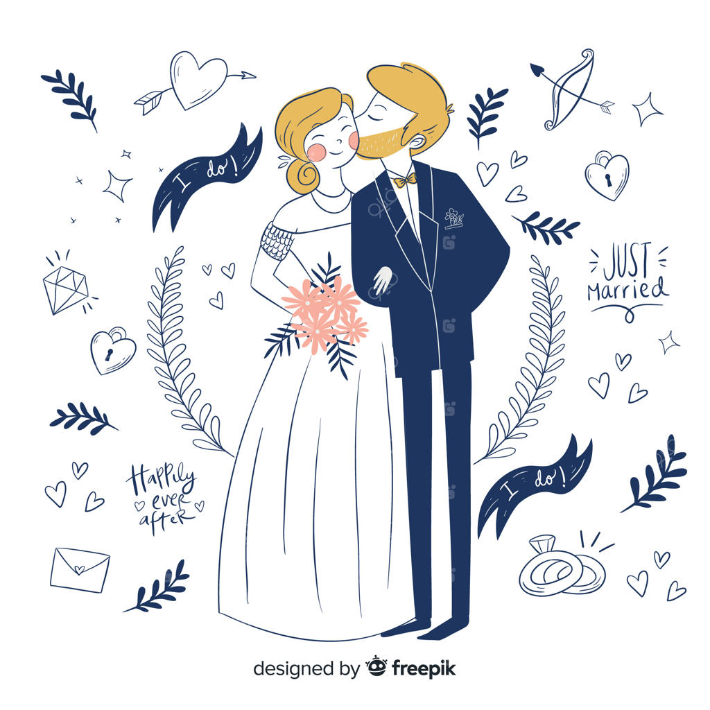 زوج عروس و داماد دست‌ساز با تزئینات