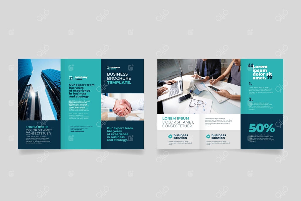 بروشور سه‌لتی با طراحی ساده برای جلو و پشت