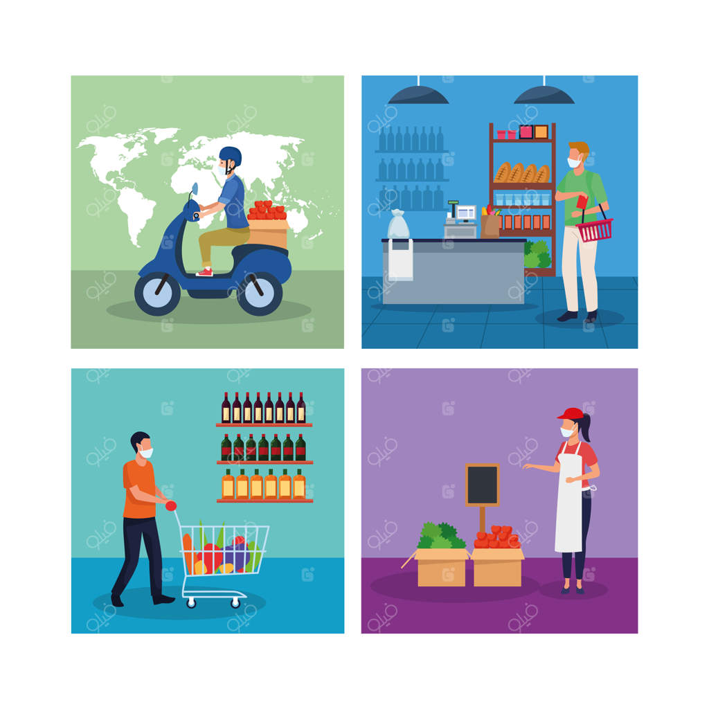 استفاده از ماسک در سوپرمارکت‌ها توسط مردم