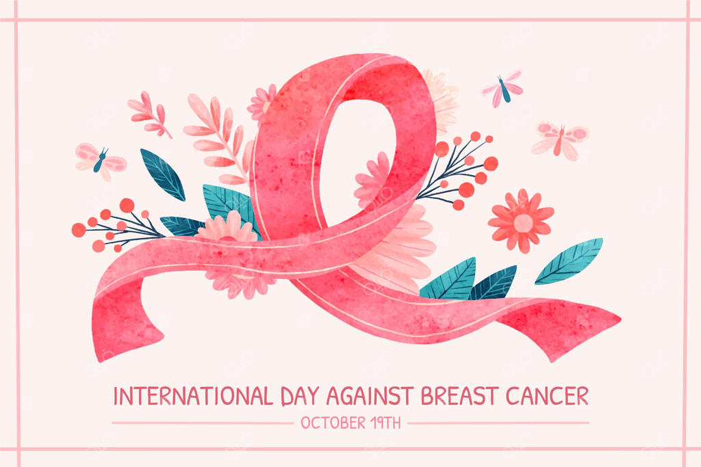 پس‌زمینه روز جهانی مقابله با سرطان سینه با طرح آبرنگی