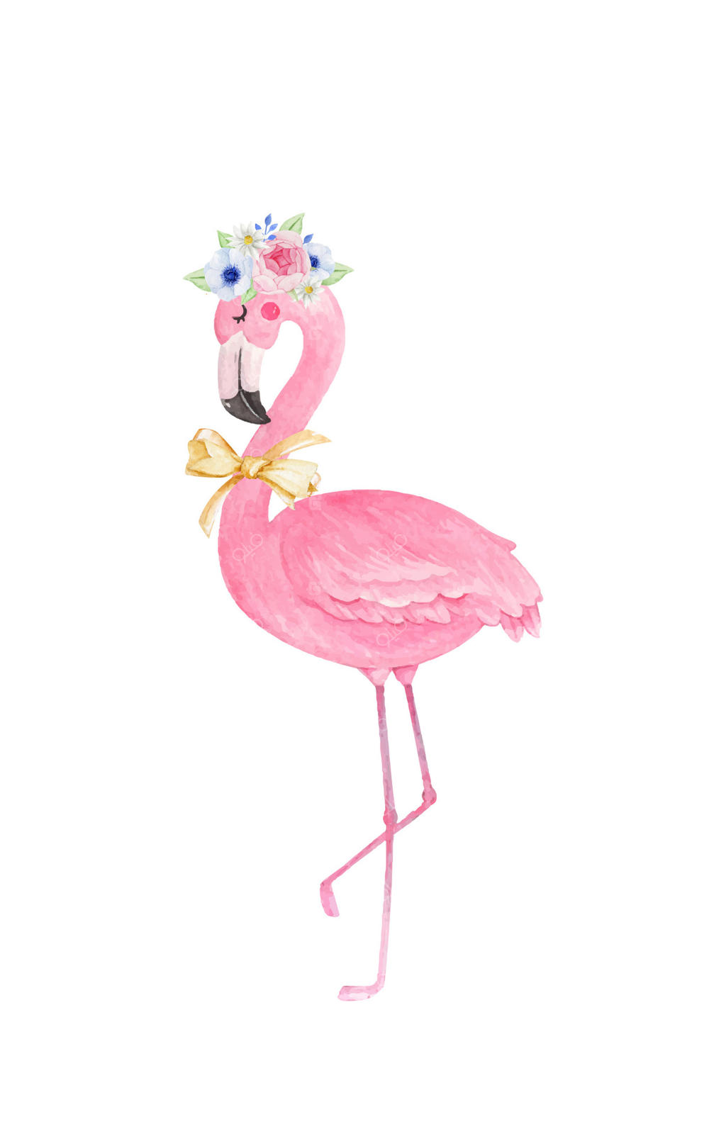 فلامینگوی صورتی جذاب با تزیین گل‌ها - وکتور حرفه‌ای