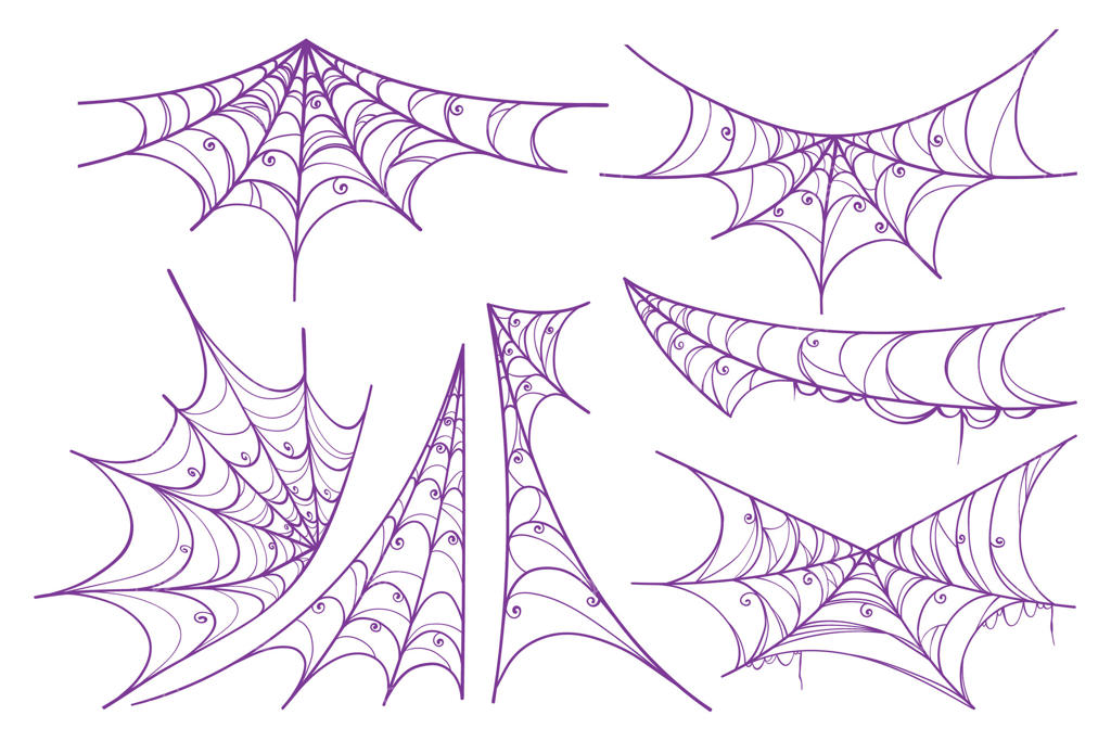 طرح تار عنکبوت بنفش به سبک طراحی دستی: مناسب برای کارت‌ها، دعوت‌نامه‌ها، وب، مد و چاپ