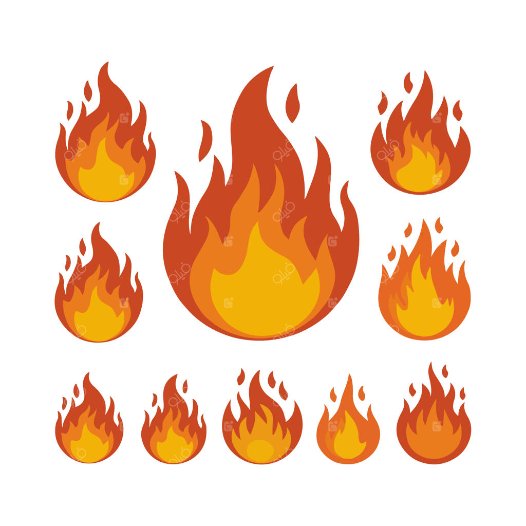مجموعه شعله‌های آتش کارتونی با طراحی تخت