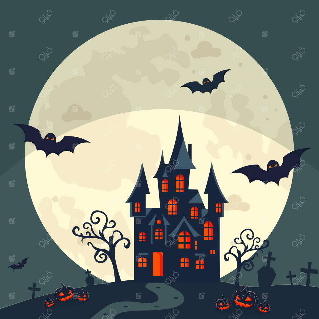 تصویرسازی وکتور تخت شب هالووین