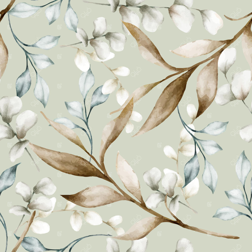 پترن یکپارچه برگ‌های آبرنگی کلاسیک و شیک