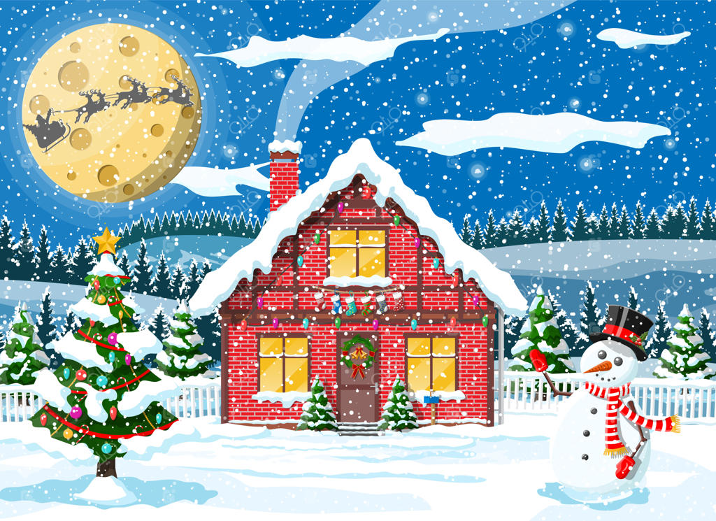 تصویری از خانه‌ای حومه شهر پوشیده از برف