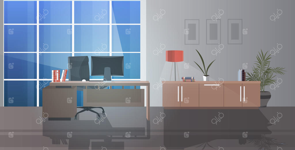 محیط کار خلاقانه بدون افراد - دکوراسیون و مبلمان دفتر مدرن