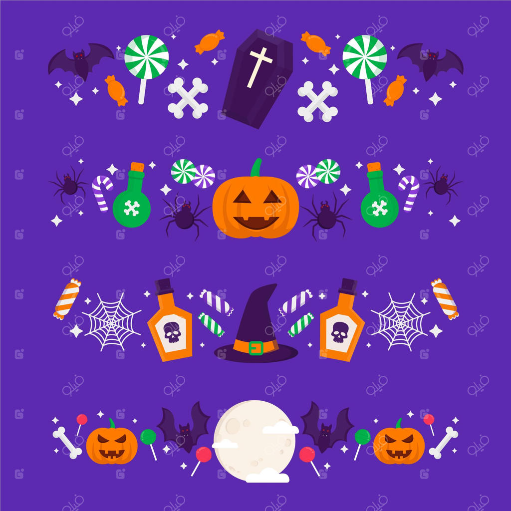 مجموعه حاشیه‌های طراحی تخت برای هالووین