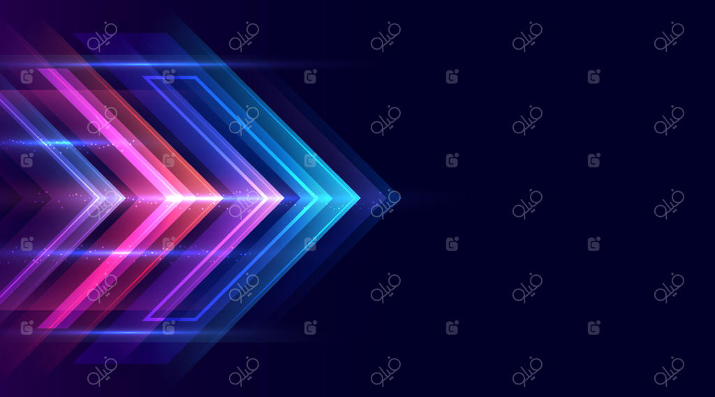 پیکان‌های مدرن انتزاعی: حرکت پویا و رنگین. پترن حرکت فناوری برای طراحی بنر یا پوستر. فرمت وکتور EPS10.