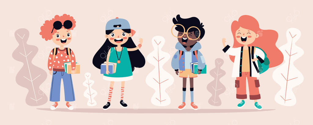 مجموعه‌ای از دانشجویان نوجوان مختلف