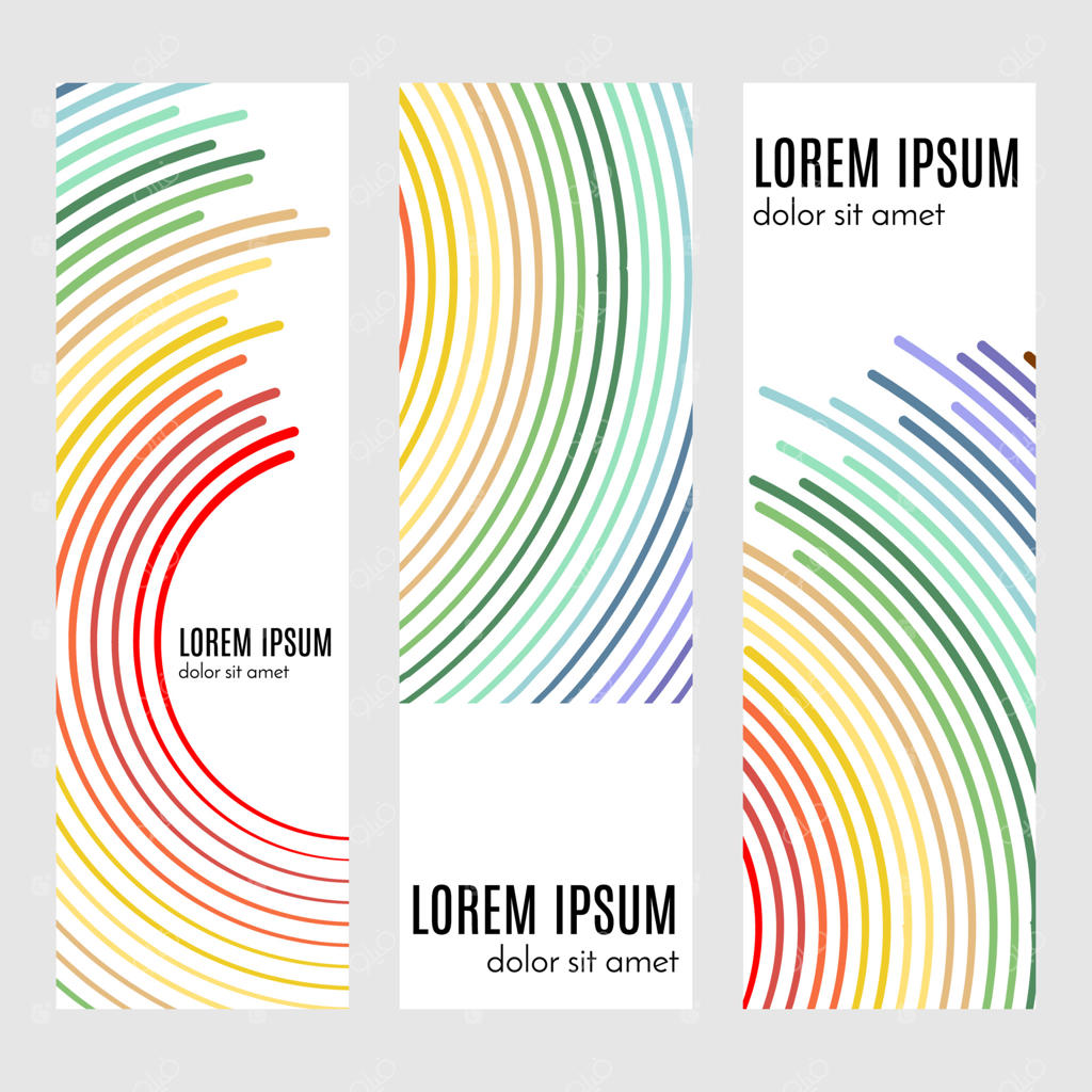 مجموعه بنرهای عمودی انتزاعی با خطوط منحنی و جایگاه متن - پس‌زمینه‌های رنگارنگ برای طراحی وب - تصویرسازی وکتور