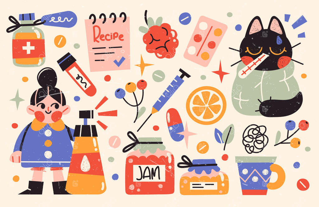 مفهوم بیماری ویروسی یا آنفولانزا: مردان و زنان جوان دچار بیماری شده و به ویروس مبتلا شده‌اند