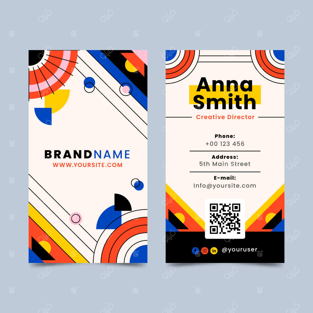 کارت ویزیت با طرح هندسی و طراحی تخت