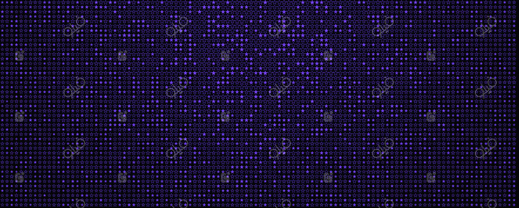 الگوی یکپارچه ستاره‌ها، ستاره‌های نئون بنفش بر پس‌زمینه سیاه، بافت شب کیهانی فشرده برای جشن‌ها، بازی، هالووین، پوسترهای علمی-تخیلی، کاغذ کادو، بسته‌بندی و بنرهای وب. تصویرسازی.