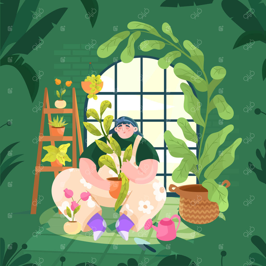 تصویرسازی گیاهان خانگی با دست ترسیم شده