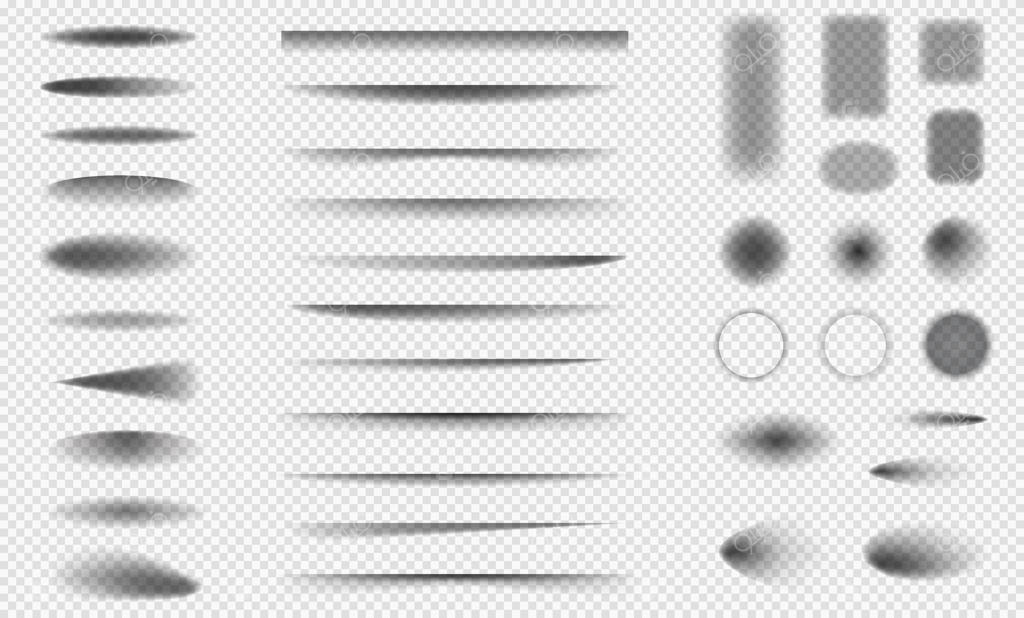 مجموعه سایه‌های واقعی با لبه‌های نرم. افکت سایه. پوستر، بنر، برگه تبلیغاتی.