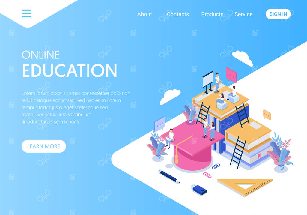 صفحه فرود یا قالب وب برای آژانس‌های آموزش آنلاین