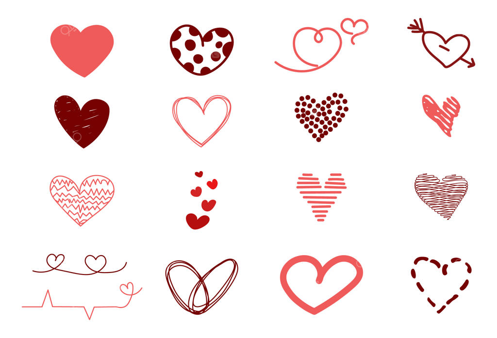 طرح دستی قلب در پس‌زمینه سفید