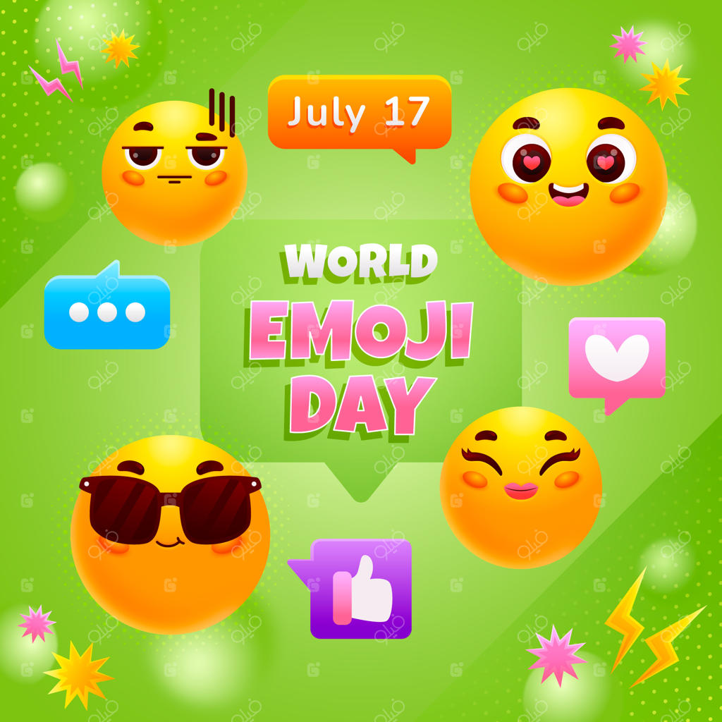 تصویرسازی روز جهانی ایموجی با طرح گرادیان