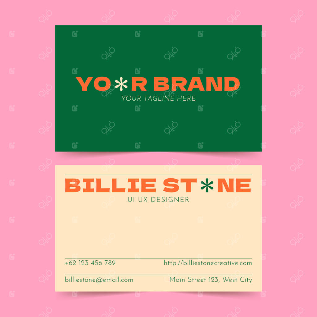 کارت ویزیت با طراحی تخت و رنگ‌آمیزی کامل