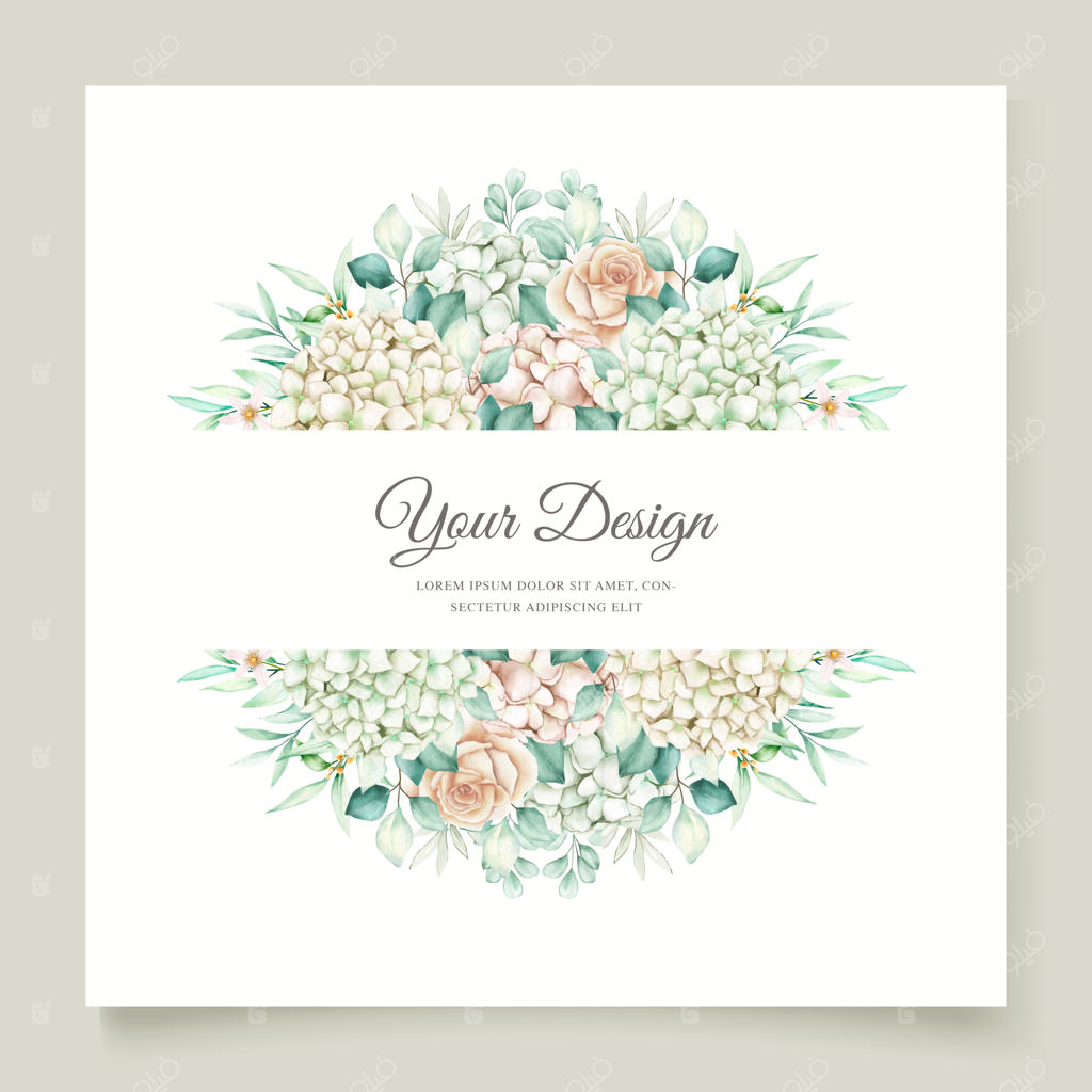 مجموعه کارت دعوت عروسی با طرح گل‌ها و برگ‌های آبرنگی