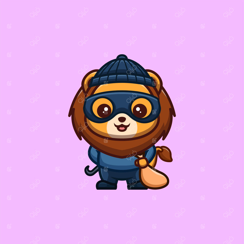 لوگوی کارتونی بامزه و خلاقانه دزد شیر کاوایی