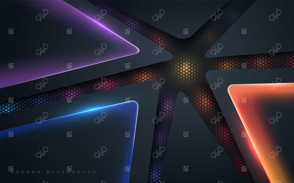 لایه‌های سه‌بر متداخل با پس‌زمینه‌ای از ابعاد نور و رنگ