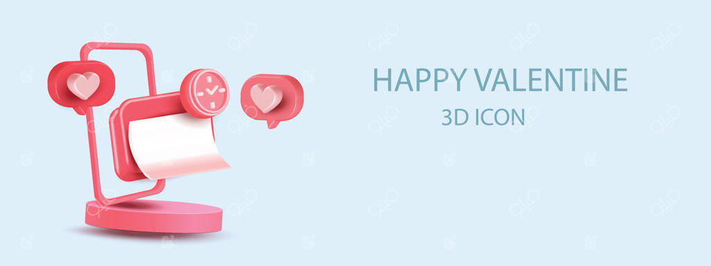 آیکون قلب سه‌بعدی و تلفن: پودیوم ولنتاین وکتور اجتماعی