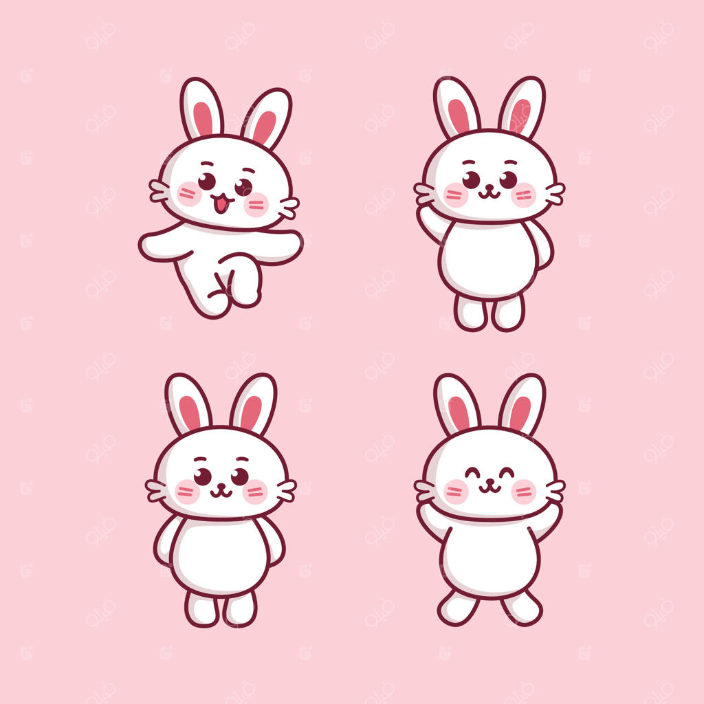 استیکر و ایموجی ژست‌های کاراکتر خرگوش بامزه