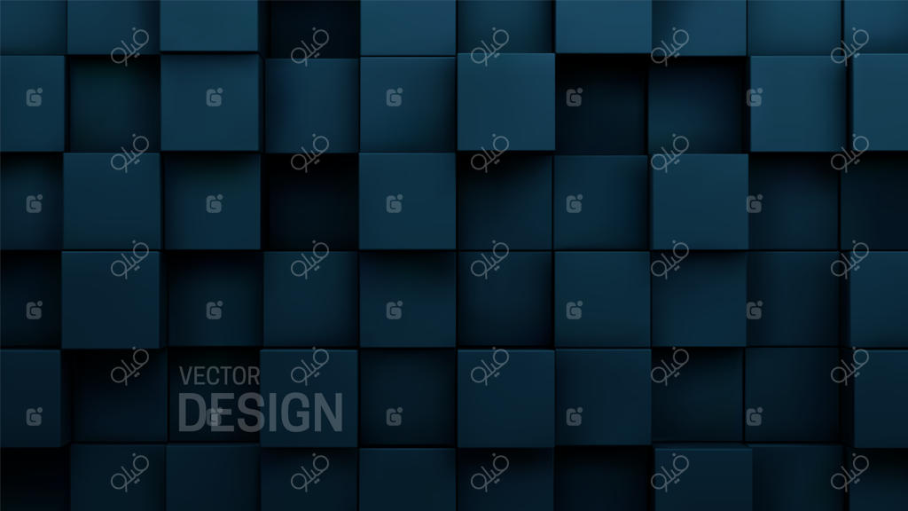 پس‌زمینه انتزاعی با موزاییک مکعبی تصادفی سبز تیره