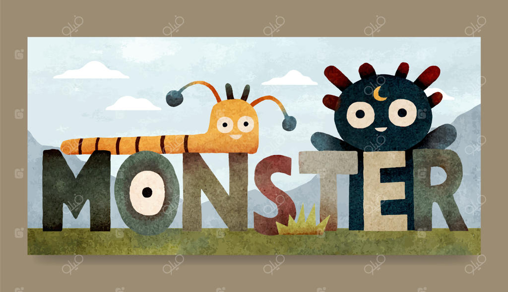 طراحی بنر هیولا با آبرنگ